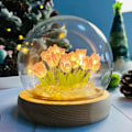 Miniatyrbillede 1 af 6: 20 Blomster) Sammensat Tulip Lampe Natlampe med Glaskuppel, Stilfuld Håndlavet Kunstig Blomst Bordlampe Soveværelses Skrivebordsdekoration