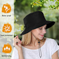 Miniatyrbild 3 av 5: Packbar Bucket Hat Dam Justerbar Sommar Lättvikts Hatt Vikbar Strand Fiskehatt (Svart)