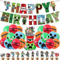 Miniatyrbilde 1 av 4: Minecraft Tema Festtilbehør Kit Ballonger Banner Cake Toppers Dekorasjoner Set