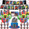 Miniatyrbillede 2 af 5: Transformers Tema Fødselsdagsfest Dekorationer Transformers Trækflag Banner Kageindsatser Balloner Spiralophæng - Perfekt Sæt C Set C