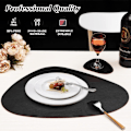 Pikkukuva 4 / 5: Musta & Punainen Soikea Tabletti 6 kpl, Keinonahkaiset Tabletit, Kaksipuolinen Tabletti Pyöreille Pöydille, Vedenpitävä Liukumaton Tabletti