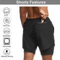 Pikkukuva 1 / 5: 1 st 2-i-1 träningsshorts för män Korta byxor, svarta, XL zdq