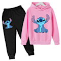 Pikkukuva 1 / 2: Lilo Stitch Lasten Treenipuku Huppari Housut Setti Treenipuvut Vaaleanpunainen 150cm