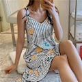 Miniatyrbilde 1 av 2: 2023 ny bomulls pyjamas sexy nattkjole med spaghettistropper Lemon Lemon L