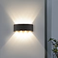 Miniatyrbillede 5 af 5: LED Væglampe Indendørs 12W Sort Aluminium, Moderne Væglampe Op & Ned Spotlampe til Stue Soveværelse Hall Trappehus Gang (Varm Hvid)