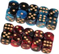 20 stykker polyhedriske terninger D6 terninger 6-sidede 16 mm akrylterninger spil til DND terninger RPG MTG brætspil (blå sort og rød sort)