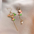 Miniatyrbilde 5 av 5: Asymmetriske vifteøreringer Sektor Drop Earrings Små vifte Dingle øredobber Søte Retro etniske Pretty Stud øredobber