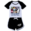 Miniatyrbilde 1 av 3: Barn og tenåringer Taylor Swift trykt T-skjorte / treningssett Swiftie topper Tee antrekk svart Black Black 160cm