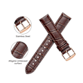 Miniatyrbild 4 av 5: Läderarmband för herrklockor - Snabbfäste med spänne i rostfritt stål - Vattentätt kalvläder — 2 brun, Guldspänne