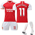 Miniatyrbillede 1 af 2: 2023-2024 Arsenal Hjemme Børne Fodboldsæt med Strømper nr 11 Martinelli 28