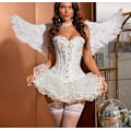 Miniatyrbillede 4 af 6: Korsettoppe til kvinder, Bustier Shapewear Lingeri, Blonder Talje Push Up Bodysuit White L