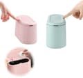 Minisoptunna med trycklock, kompakta behållare för badrum, sovrum, kontor och skrivbord, rosa och blå, 22 x 11 x 13 cm, 2-pack