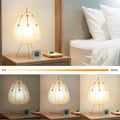 Miniatyrbillede 5 af 8: Nogyu2022 Noguchi Style Akari Lampe u2022 Japansk bordlampe i papir u2022 Inspireret af Isamu Noguchi u2022 Rispapir u2022 Sengebordslampe Desk Lamp (Black/White)