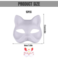 Miniatyrbillede 2 af 5: Kattemaske, Kattemaske 15 stk. Halv Rævemaske Hvid Therian Maske Diy Malbar Blank Maske til Holloween, Maskerade Fest, Cosplay