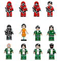 Miniatyrbillede 1 af 2: 12 stk. Squid Game Figurer Genskaber Scenen Miniatur Små Byggesten