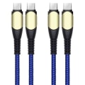 Miniatyrbild 1 av 4: CQBB 2-pack USB-C till USB-C-kabel 60W snabbladdning för Xiaomi Redmi 11A 10A 10C 9 9A 9C 9T - 1M flätad nylonblå