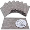 Miniatyrbild 1 av 5: Bordstablett set 6,12,6 tum, rund bordstablett bordstablett polypropenplast Tvättbart för kök, matbord, fester, bröllop, beige gul