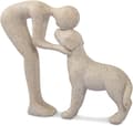 Abstrakt figur man och hund - Hartsprydnad - Minnesgåva för hundälskare - Beige