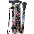 Miniatyrbillede 1 af 5: Sort - 1-delt sammenklappelig stok, blomst aluminium Walking St