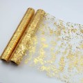 Miniatyrbillede 1 af 5: 2 stk. guld bordløbere, paljetglimmerfolie metallisk guld tynd mesh bordløber rulle 11\"x108\", guld borddekorationer