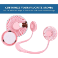 Miniatyrbillede 4 af 5: Opgraderet version bærbar halsventilator, farveskiftende LED, med aromaterapi, 360° fri rotation og lavere støj, stærk luftstrøm Høretelefoner design (rosa)
