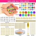 Miniatyrbilde 2 av 5: DIY Flat Clay Beads Set Runde Polymer Clay Beads for Jewelry Making Armband Små Perler Barn