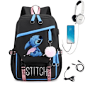 Pikkukuva 1 / 4: stitch reppu lapsille reput reppu USB-liitännällä 1 kpl sininen 2 blå 2