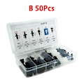 Miniatyrbillede 1 af 7: Auto Fastener Clip Blandet Bilkarosseri Push Retainer Pin Rivet Kofanger Dørbeklædning Panel Fastener Kit Bil Clips Box eller Pose emballage B 50Pcs