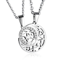 Pikkukuva 1 / 5: Mode Kreativ Design Valentine S Confession Rostfritt stål Sol Måne Pusselhänge Halsband För män Kvinnor Par Smycken Silver