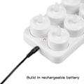 Miniatyrbillede 1 af 3: Flamløse lys - 12 genopladelige LED-flimrende varmeljus + 12 frostede kopper - Leveres med opladningsbase, ingen batterier nødvendig