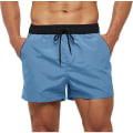 Miniatyrbillede 1 af 5: Hurtigtørrende badebukser til mænd i ensfarvede sportshorts med lynlås bagpå（wathet） zdq