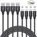 Kompatibel med iPhone-laddningskabel, 4-pack 3ft/1m Lightning-kabel Nylon CDQ