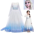 Miniatyrbillede 2 af 2: Frost 2 Elsa Prinsessekjole Tyl Langærmet Gradient Kostume Børn Piger Halloween Jul Cosplay Party Forestilling Maskerade Gradient Blå Gradient Blu Gradient Blue 4-5 Years