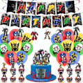 Pikkukuva 1 / 5: Transformers-tema födelsedagsfestdekorationer Transformers-dra-flikar tårtdekorationer ballonger spiralhängen - Perfekt set B Set B