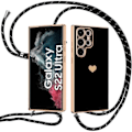 Miniatyrbillede 1 af 4: CQBB Etui til Samsung Galaxy S22 Ultra Soft Anti-Scratch Beskyttelse + Skulderrem Sort