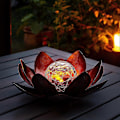 Miniatyrbillede 4 af 5: Solcellelampe Lotusblomst - Genopladelig LED-blomst med solenergi - Økologisk dekoration til Tang-have - Amber-Superb (FMY)