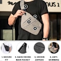 Miniatyrbild 4 av 5: Stöldsäker Resväska för Kvinnor, Anti-stöld Väska, Stöldsäkra Crossbody-väskor för Kvinnor, Stöldskyddad Resväska [DB] Grå Grey Left Shoulder