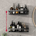 Miniatyrbillede 3 af 5: Hörn Dusch Caddies Badkar Organizer Hylla SVART RECTANGLE sort rektangel 2stk black rectangle 2pcs