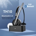 Miniatyrbild 4 av 5: Trucker Bluetooth-headset med mikrofon, laddningsbas, mute-funktion för hemkontorssamtal, stark batteritid