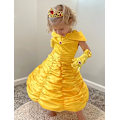 Miniatyrbillede 4 af 5: Prinsessekjole til piger, kostumer, Halloween, cosplay, fødselsdagstøj, gul 150