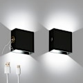 Miniatyrbild 1 av 4: Uppladdningsbar USB-vägglampa i aluminium, fem dimningsnivåer, enkel s Cool White