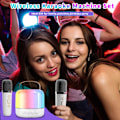 Pikkukuva 4 / 6: Mini Karaoke-laite Lapsille ja Aikuisten: 2MIC Kannettava Bluetooth-kaiutin Langattoman Mikrofonin kanssa - Karaoke Tytöille Iän 4 5 6 7 8 9 10 11+ Vuotiaille