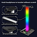 Miniatyrbillede 4 af 5: RGB Gaming Headset Stativ USB Port Touch Control Strip Lysende Skrivebords Gaming Headset Holder Hængende Enl