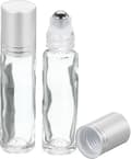 10-pack 10 ml tomma roll-on-flaskor i glas med metallkula för eteriska oljor, parfym och DIY-hudvård, klar med silverlock