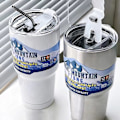 Miniatyrbillede 3 af 5: 30 oz vandflaske i rustfrit stål med sugerør termokande Tumbler Co White one size