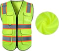 Synlighetsvest, refleksstriper, pustende polyester for trafikk, bygg og anlegg, løping, fluorescerende, XL