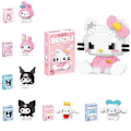 Miniatyrbillede 2 af 5: Byggesten Sanrio Anime Figur Kuromi Samlede Legetøj Dekorativ Ornament Model My Melody Børnepuslespilsgaver Hello kitty