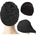 Miniatyrbilde 4 av 4: Plissert badehette for damer, badehette for langt hår, caps, simmehætte, superelastisk turbanhette, caps