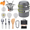 Miniatyrbillede 1 af 5: 13-delt camping køkkensæt, sammenklappeligt, til udendørs vandring, picnic, mess kit, gryder, pande, C