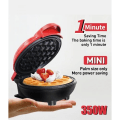 Miniatyrbillede 2 af 5: Mini vaffeljern, EU 4 tommer vaffeljern med kompakt design, let at rengøre, non-stick overflade, perfekt til morgenmad, dessert, sandwich sort